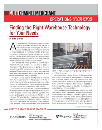 Finding The Right Warehouse Technology Report