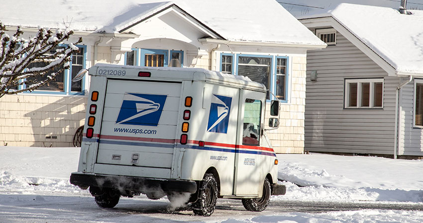 USPS truck in snow feature