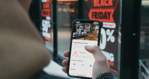 Black Friday mobile phone and sign feature
