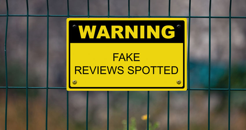 fake reviews sign feature