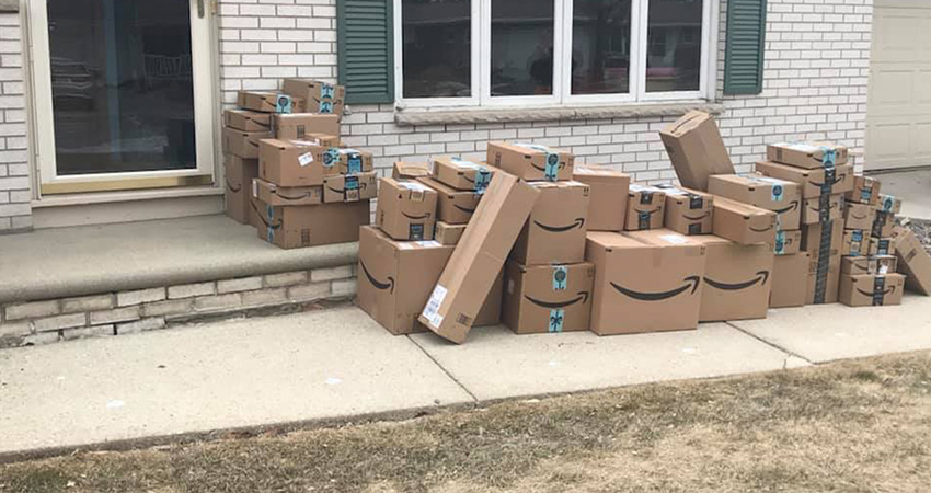 Amazon pile of boxes boxless packaging feature