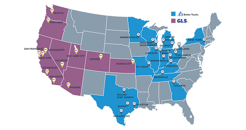 Better Trucks-GLS U.S. footprint map feature